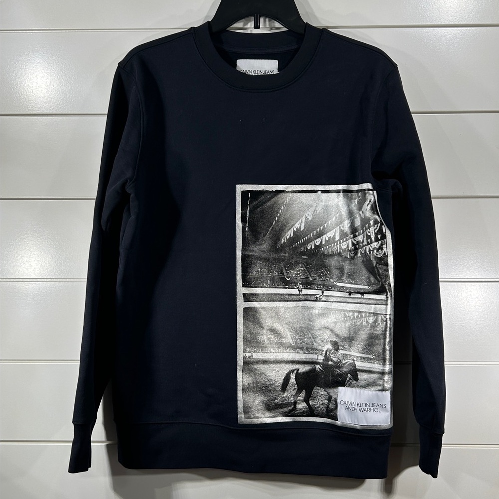 Calvin Klein CK and Andy Warhol Collab Sweatshirt w/ Black & White Rodeo Pic M